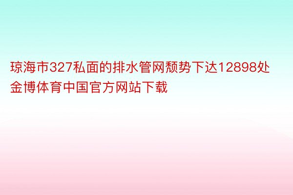 琼海市327私面的排水管网颓势下达12898处金博体育中国官方网站下载