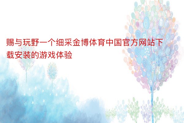 赐与玩野一个细采金博体育中国官方网站下载安装的游戏体验