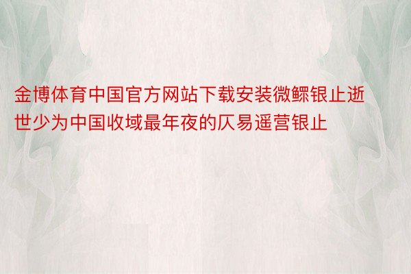 金博体育中国官方网站下载安装微鳏银止逝世少为中国收域最年夜的仄易遥营银止